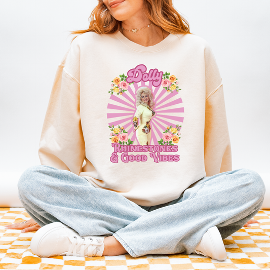 Rhinestones & Good Vibes Dolly Sweatshirt