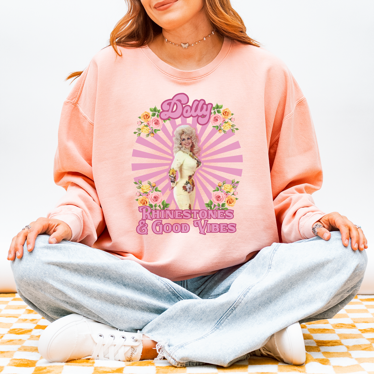 Rhinestones & Good Vibes Dolly Sweatshirt
