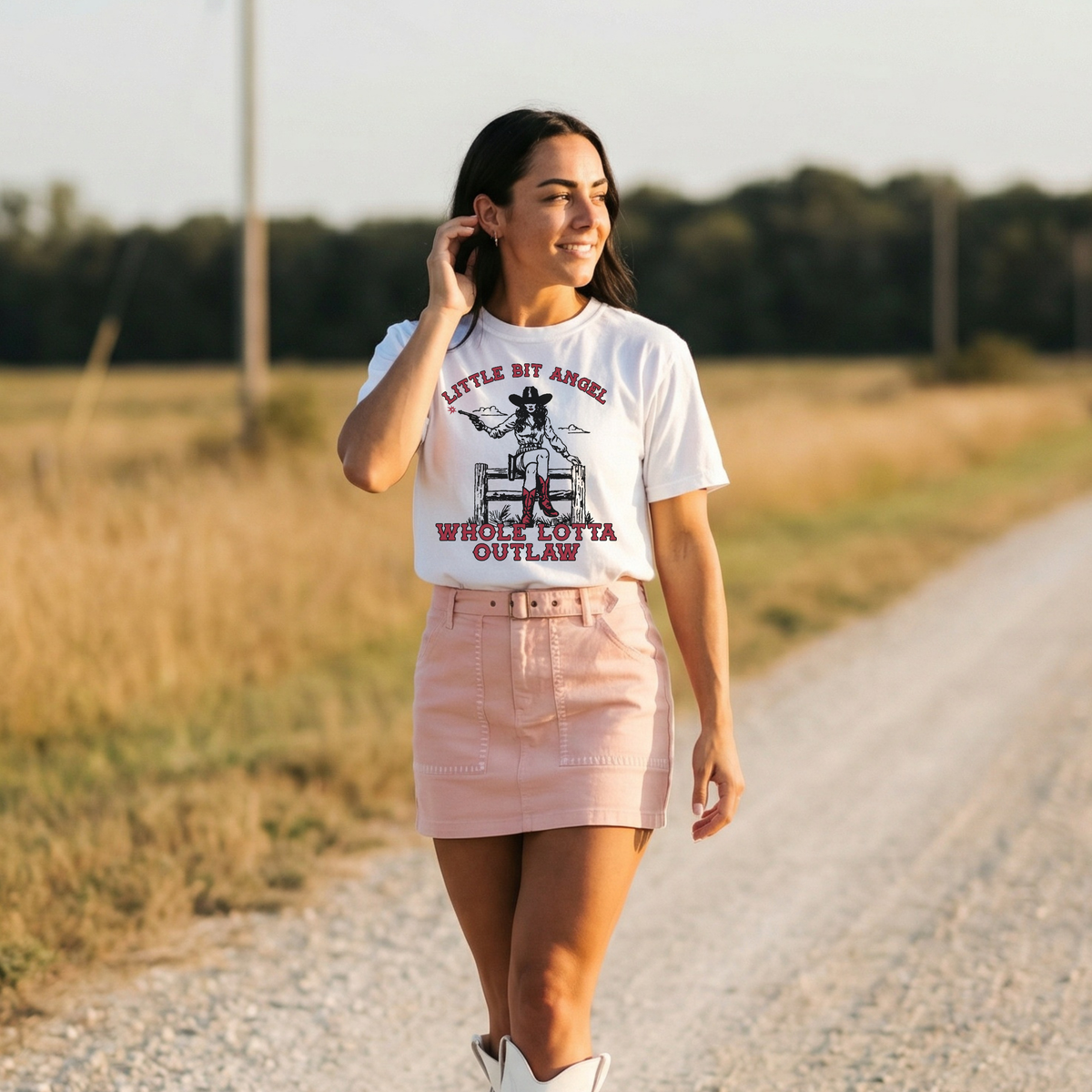 Little Bit Angel Whole Lotta Outlaw Tee
