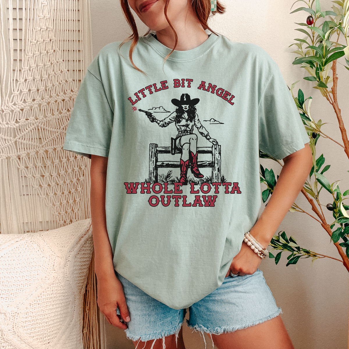 Little Bit Angel Whole Lotta Outlaw Tee